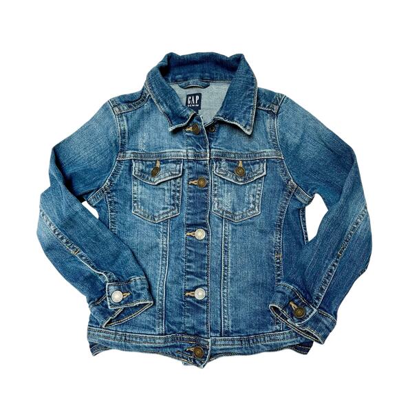 Gap Distressed Denim Jean Jacket Size 4/5 - Picture 1 of 6